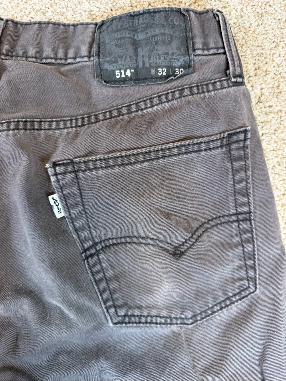 Levi’s 514 Men’s 32x30 Charcoal Gray Twill Pants Straight Fit 100% Cotton